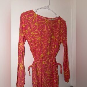 universal thread long sleeve floral dress with side openings